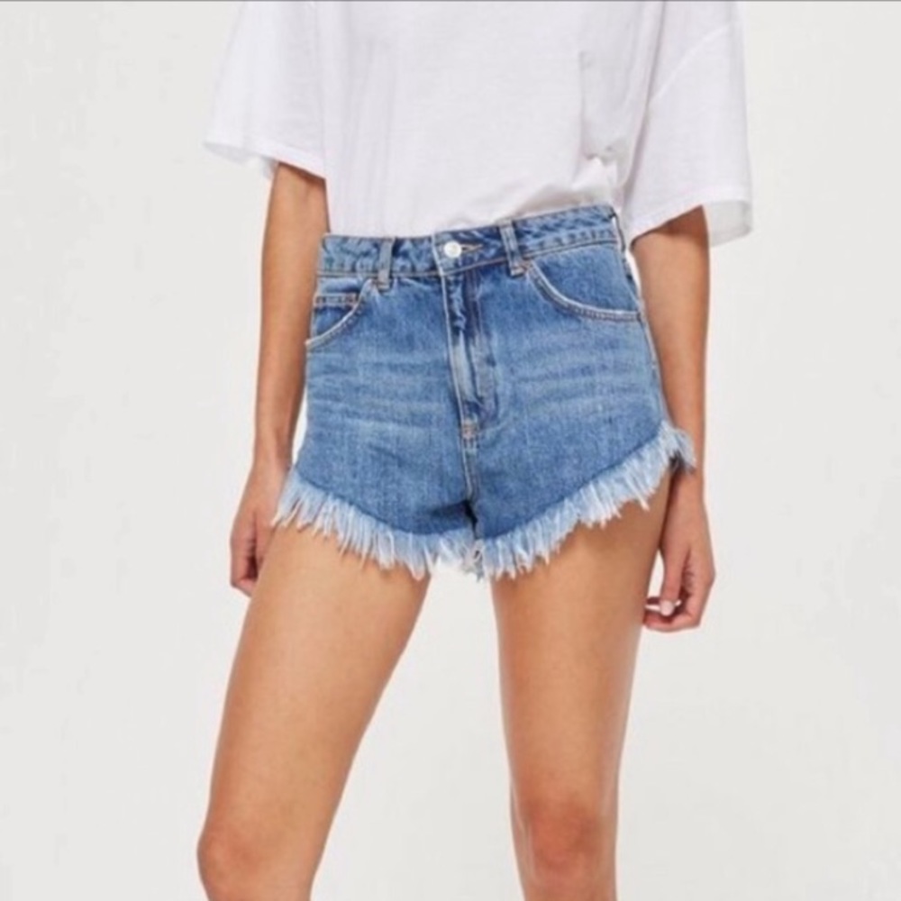 Topshop Moto Kiri Frayed Denim Jean Shorts